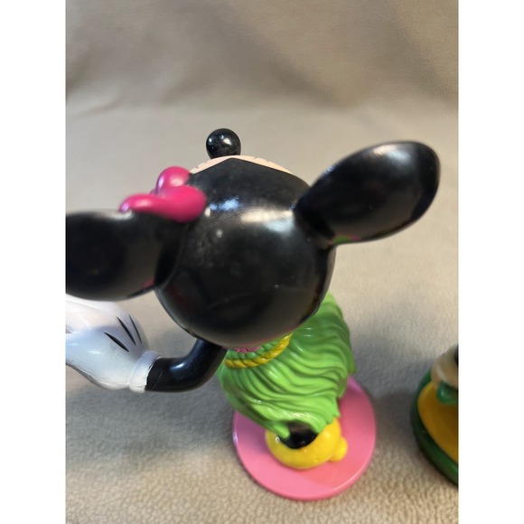 Vintage Disney Mickey and Minnie Mouse Hawaiian Hula Tropical Figurine Set - Picture 4 of 7